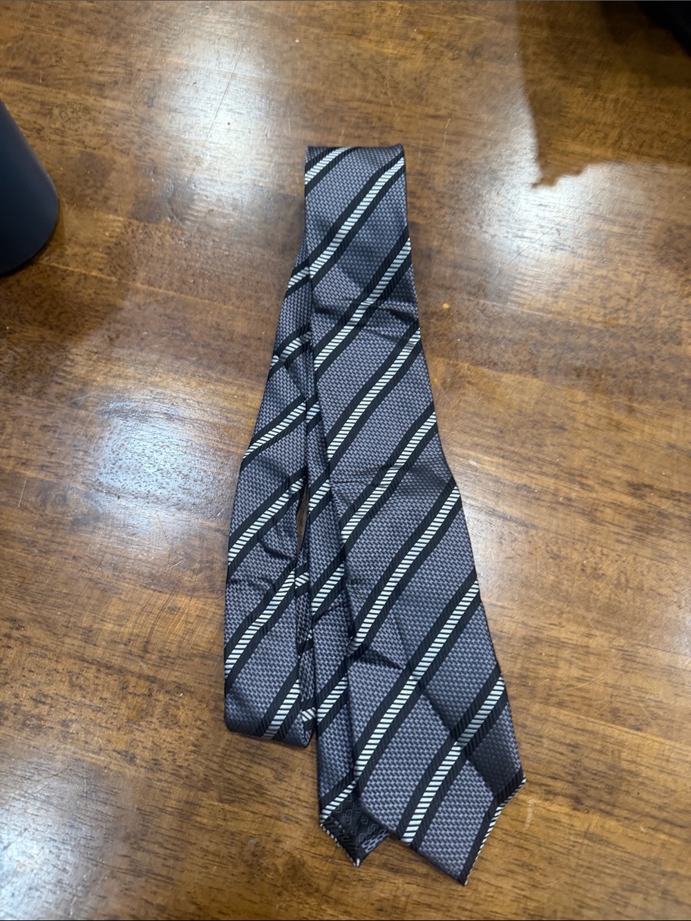 Banana Republic Gray and Black Diagonal Stripe Tie